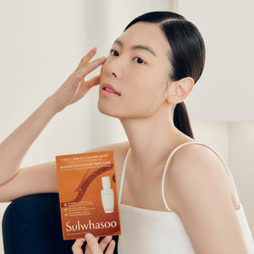 Sulwhasoo sheet mask on a bathroom counter in a calming setup suggesting easy weekly self-care
