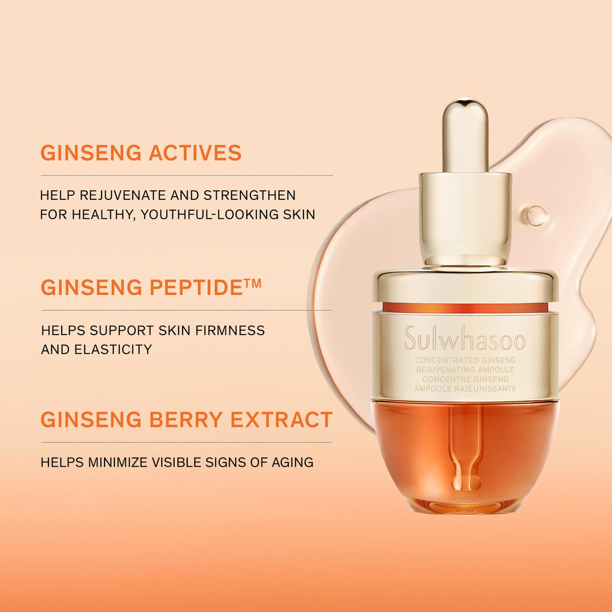 Sulwhasoo serum texture on skin demonstrating lightweight absorption benefit smooth finish