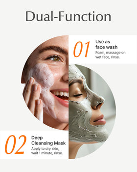 SU:M mask applied on cheek to show quick one-minute pore-clearing use
