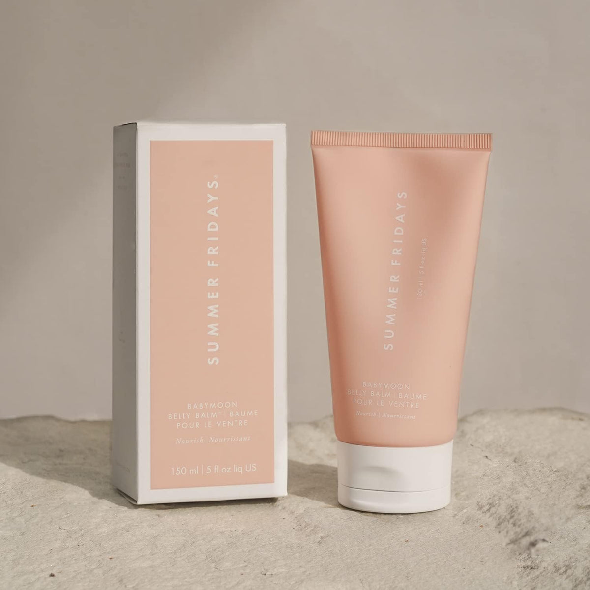 Summer Fridays lifestyle maternity setting shows calming routine and comfort benefit