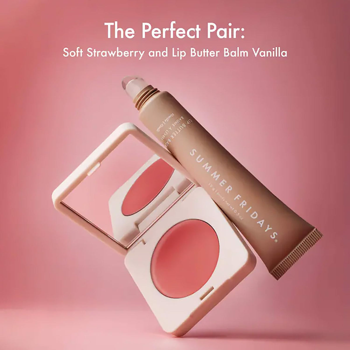 Summer Fridays balm dabbed on lips showing hydrating tint and comfortable wear