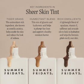Summer Fridays bottle next to skincare showing hybrid makeup and skincare benefit