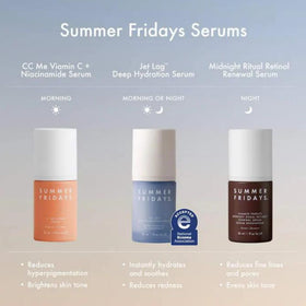Summer Fridays bottle on bathroom counter lifestyle shot suggesting daily routine ease
