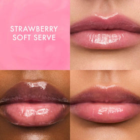 Summer Fridays close-up on lips Birthday Cake showing subtle shimmer and hydrating shine