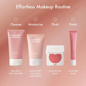 Summer Fridays before and after on cheek showing dewy, plumper-looking skin outcome
