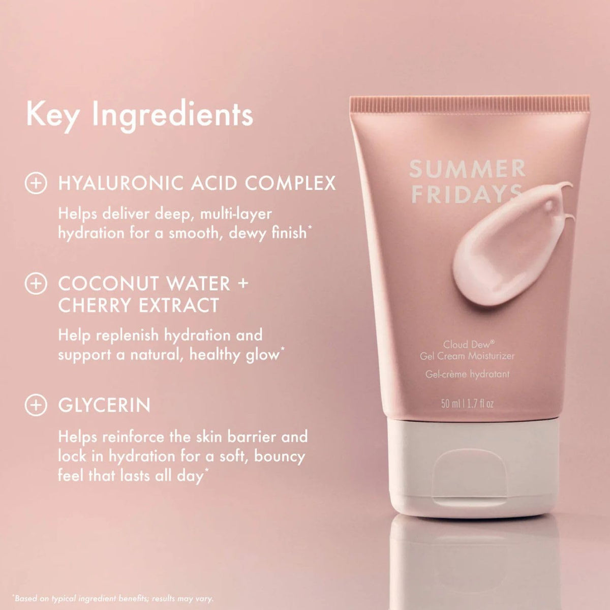 Summer Fridays product being dispensed onto hand showcasing how the gel spreads and layers