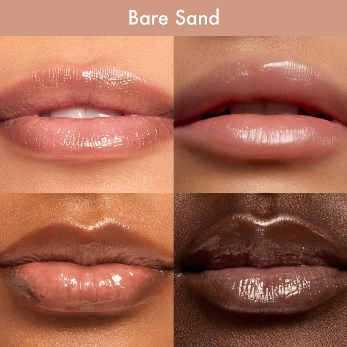 Model wearing Summer Fridays Bare Sand showing natural tinted shine and softening effect