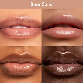 Model wearing Summer Fridays Bare Sand showing natural tinted shine and softening effect