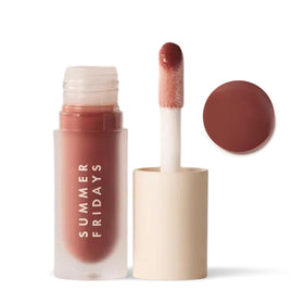 Summer Fridays Dream Lip Oil front packaging showing compact tube and warm beige tint for gloss and hydration