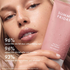 Summer Fridays gel texture on fingertip showing lightweight hydrating consistency