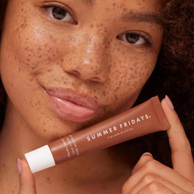 Summer Fridays before and after lips showing visible smoothing and subtle tint improvement