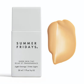 Summer Fridays front packaging shows sleek bottle and shade, promotes easy application