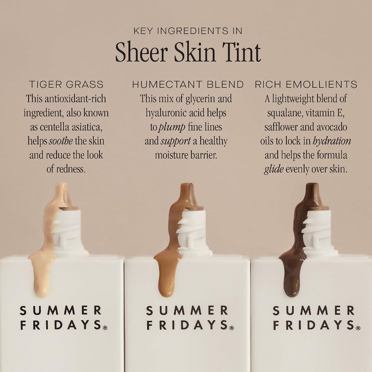 Summer Fridays next to SPF and skincare in a morning routine flatlay for simplified steps