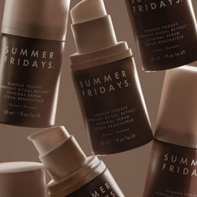 Summer Fridays 1 oz bottle shown next to common objects for scale