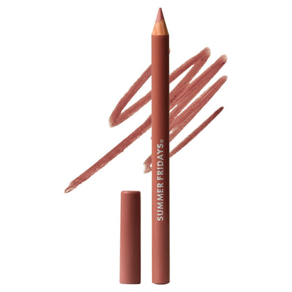 Summer Fridays front view of SoftLine lip liner showing sleek pencil and Latte color benefit precise definition