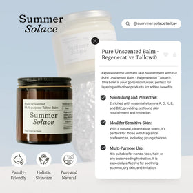 Summer Solace balm being applied on hand to relieve dryness and provide long-lasting moisture