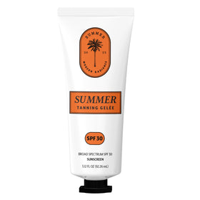 Summer Tanning Gelée front tube showing sleek packaging and SPF 30 protection