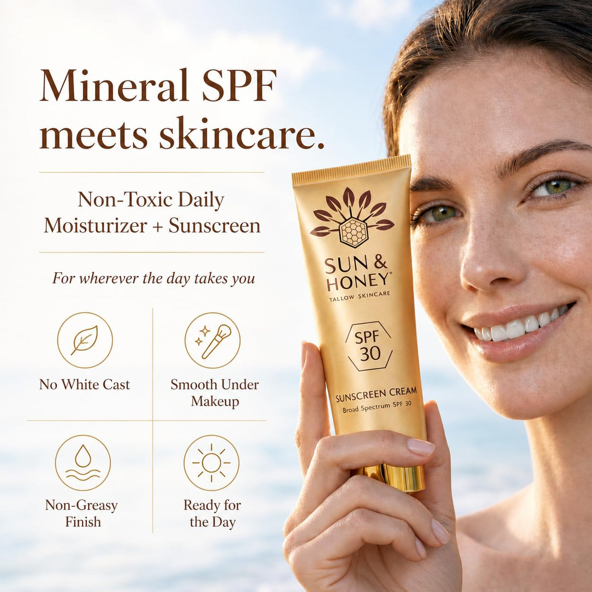 Sun and Honey close-up of cream texture and nourishing consistency for hydration