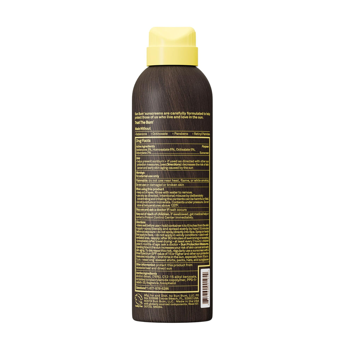 Sun Bum 6 oz can next to sunglasses for size and travel convenience