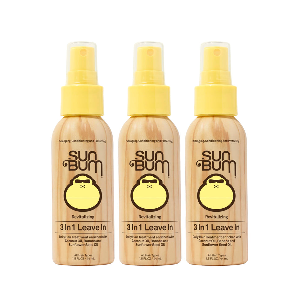 Sun Bum front packaging 1.5 oz showing compact travel bottle and brand benefits
