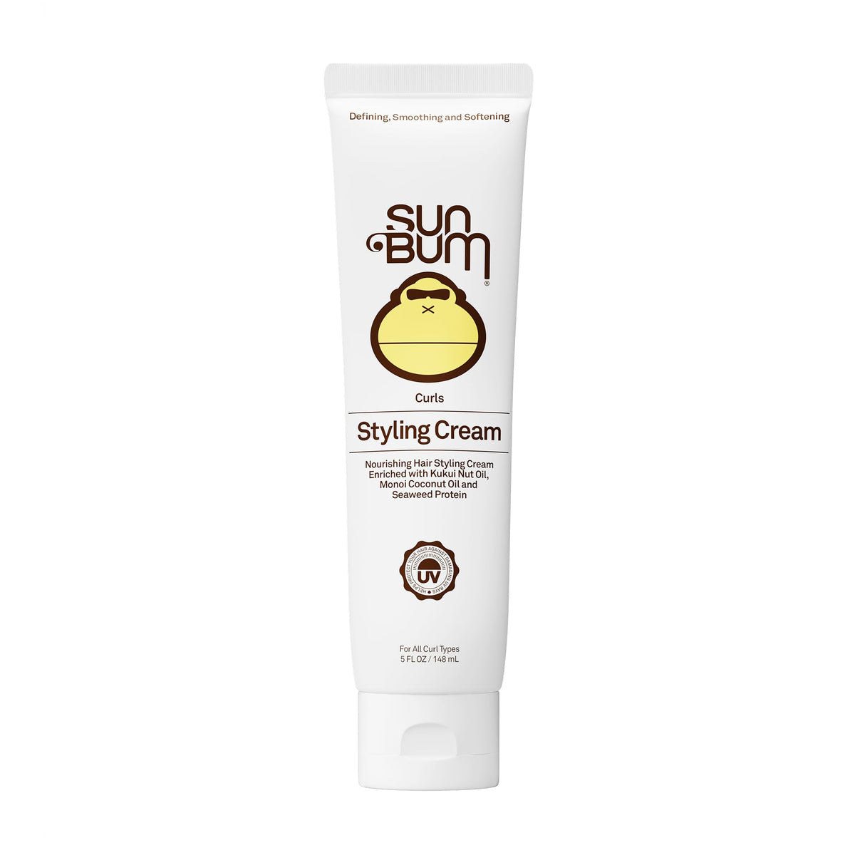 Sun Bum front packaging of Curls and Waves cream showing label and 5 oz tube benefit