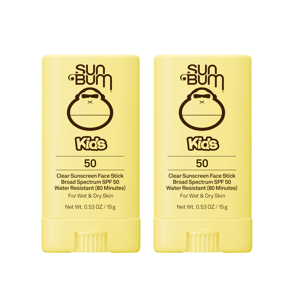 Sun Bum front packaging showing clear face stick and product benefit of portability