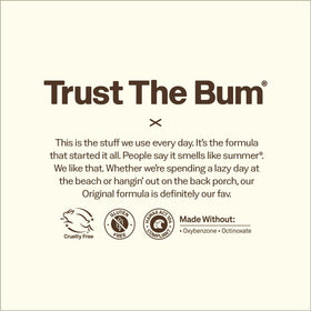 Close view of Sun Bum label and Vitamin E ingredient for antioxidant benefit