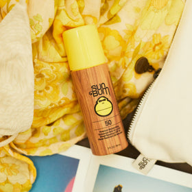 Sun Bum lotion texture detail with Vitamin E for moisturizing benefit