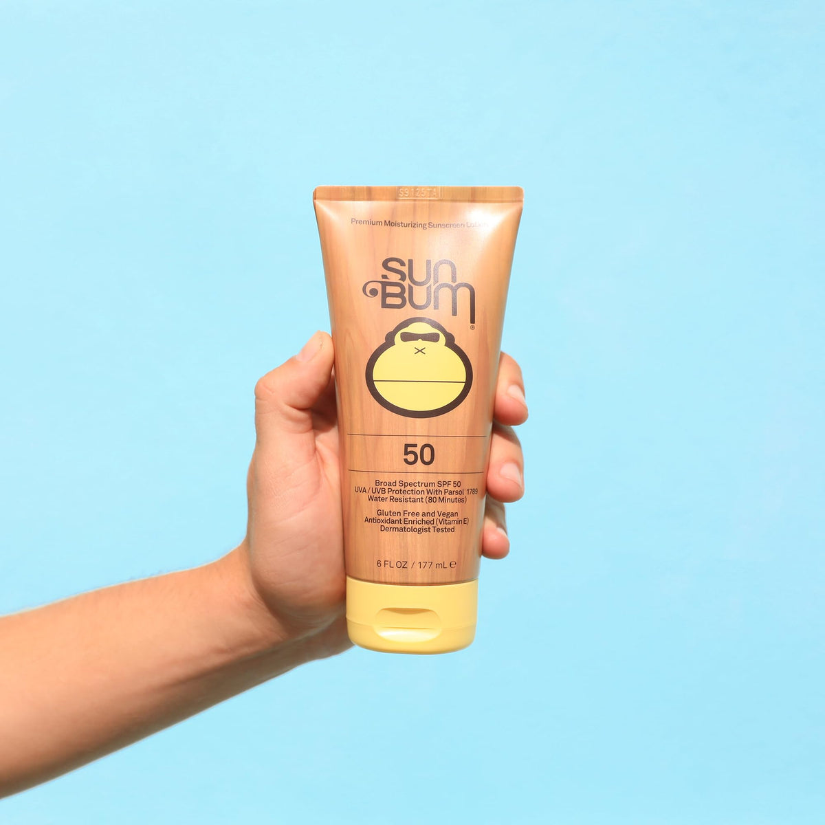 Sun Bum lotion texture close-up highlighting moisturizing non-greasy finish