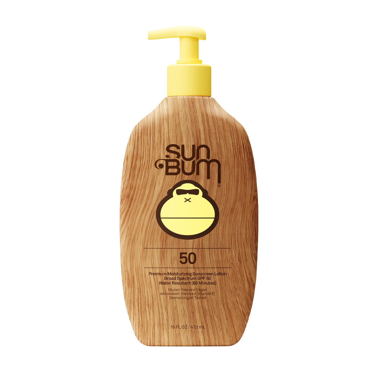 Sun Bum front packaging showing SPF 50 and bright bottle, clear protection benefit
