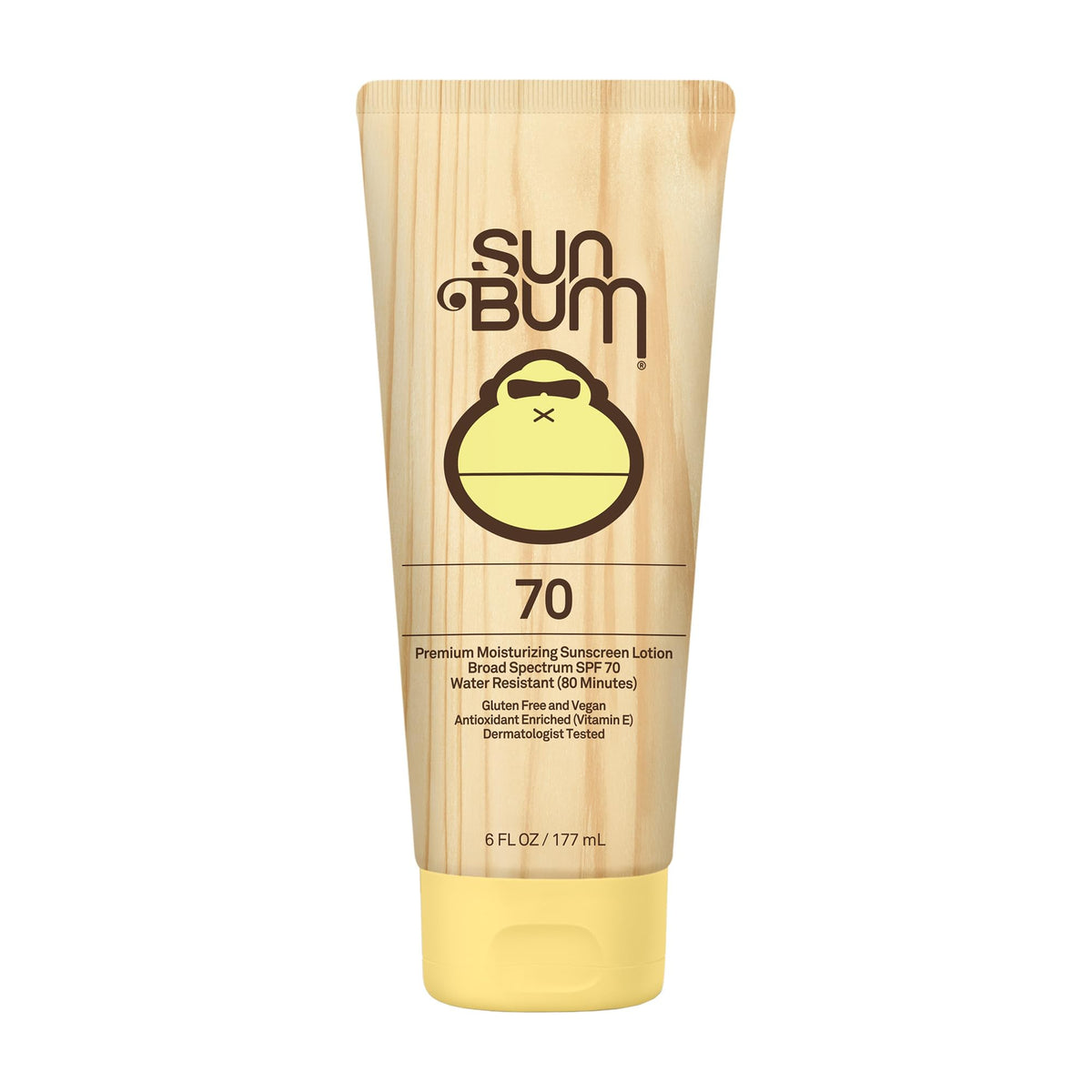 Sun Bum front bottle showing SPF 70 label and clear protection benefits