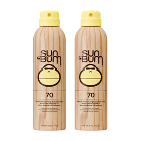 Sun Bum front packaging showing SPF 70 label and moisturizing benefit