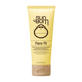 Sun Bum front packaging showing SPF 70 and travel tube, protection ready