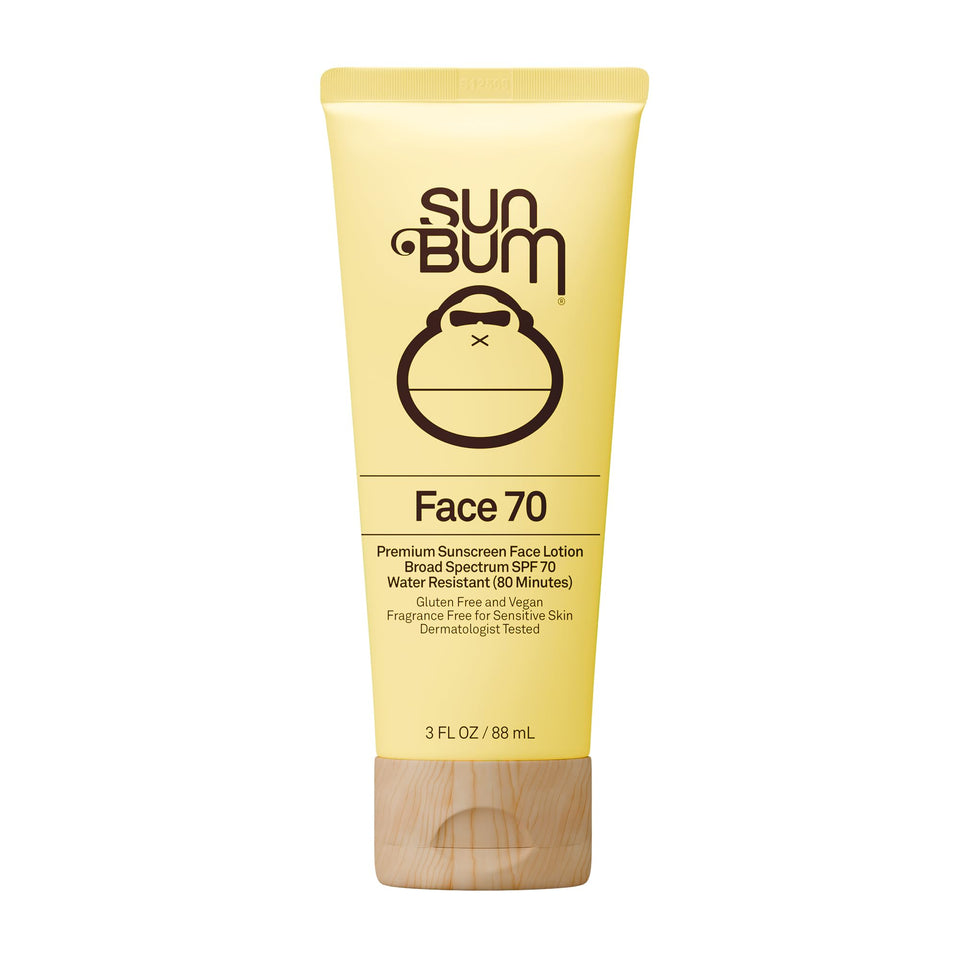 Sun Bum front packaging showing SPF 70 and travel tube, protection ready
