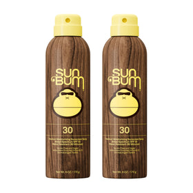 Sun Bum front packaging showing SPF 30 and 6 oz bottle benefit travel ready