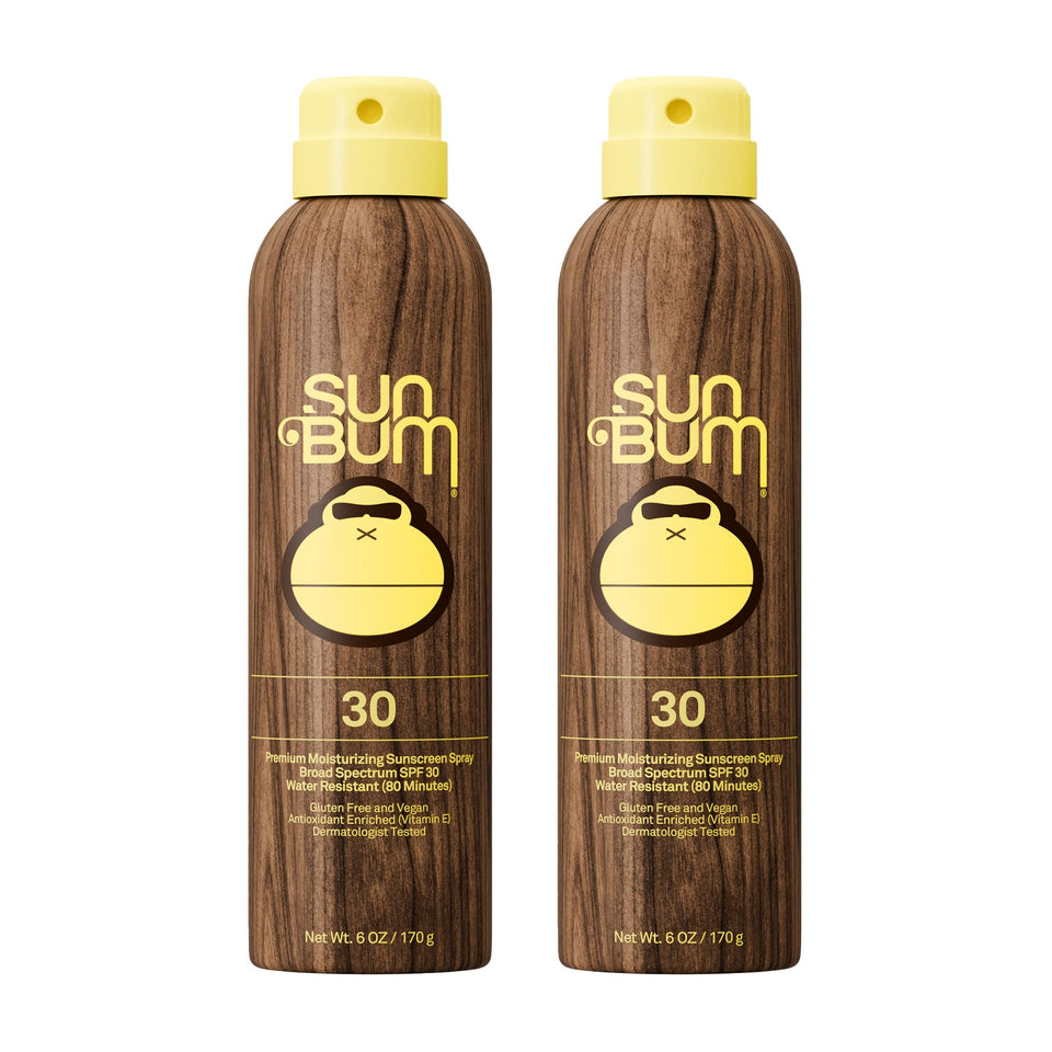 Sun Bum front packaging showing SPF 30 and 6 oz bottle benefit travel ready