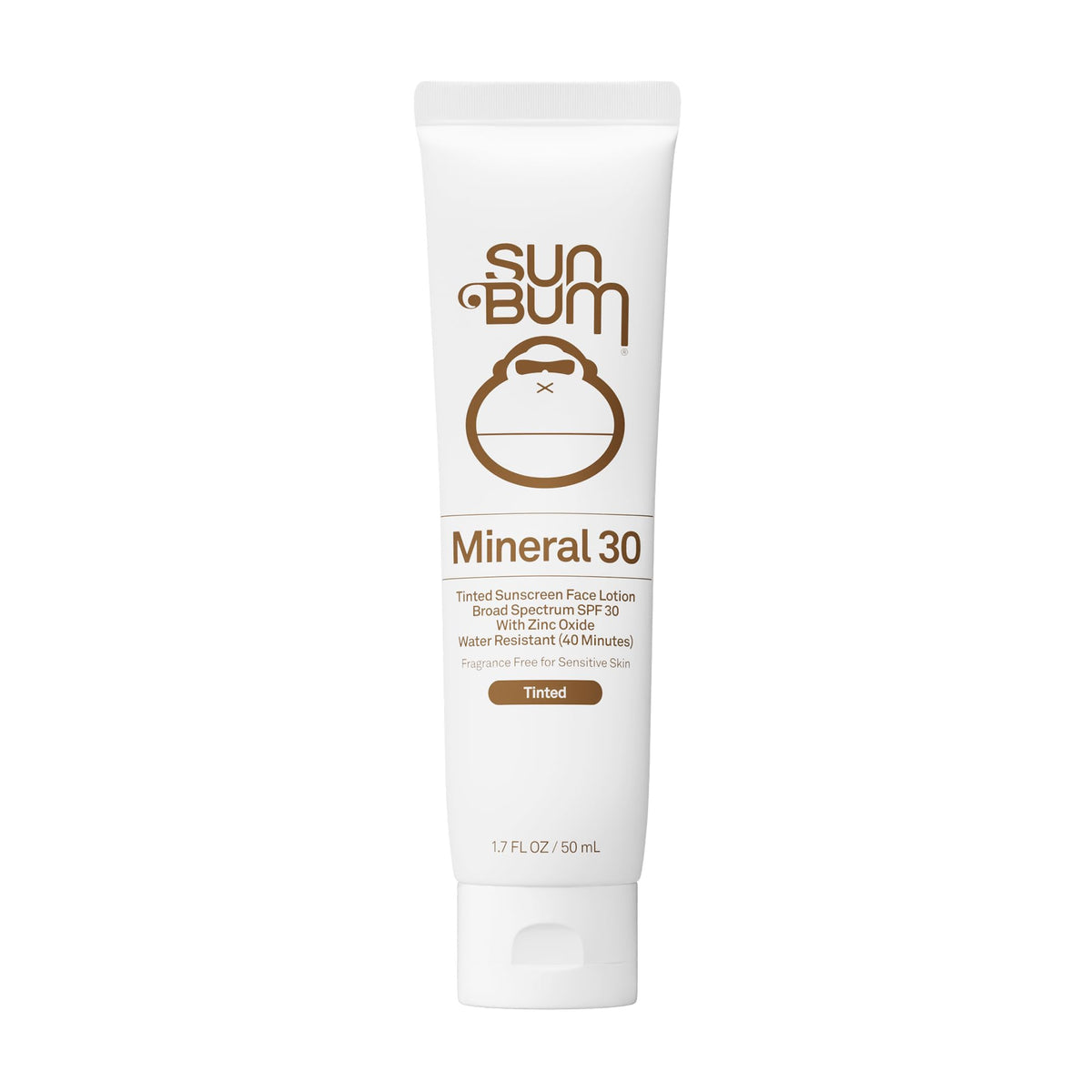 Sun Bum tinted face sunscreen front packaging showing SPF 30 benefits