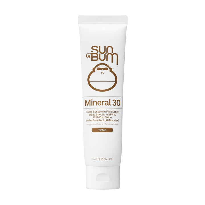 Sun Bum tinted face sunscreen front packaging showing SPF 30 benefits