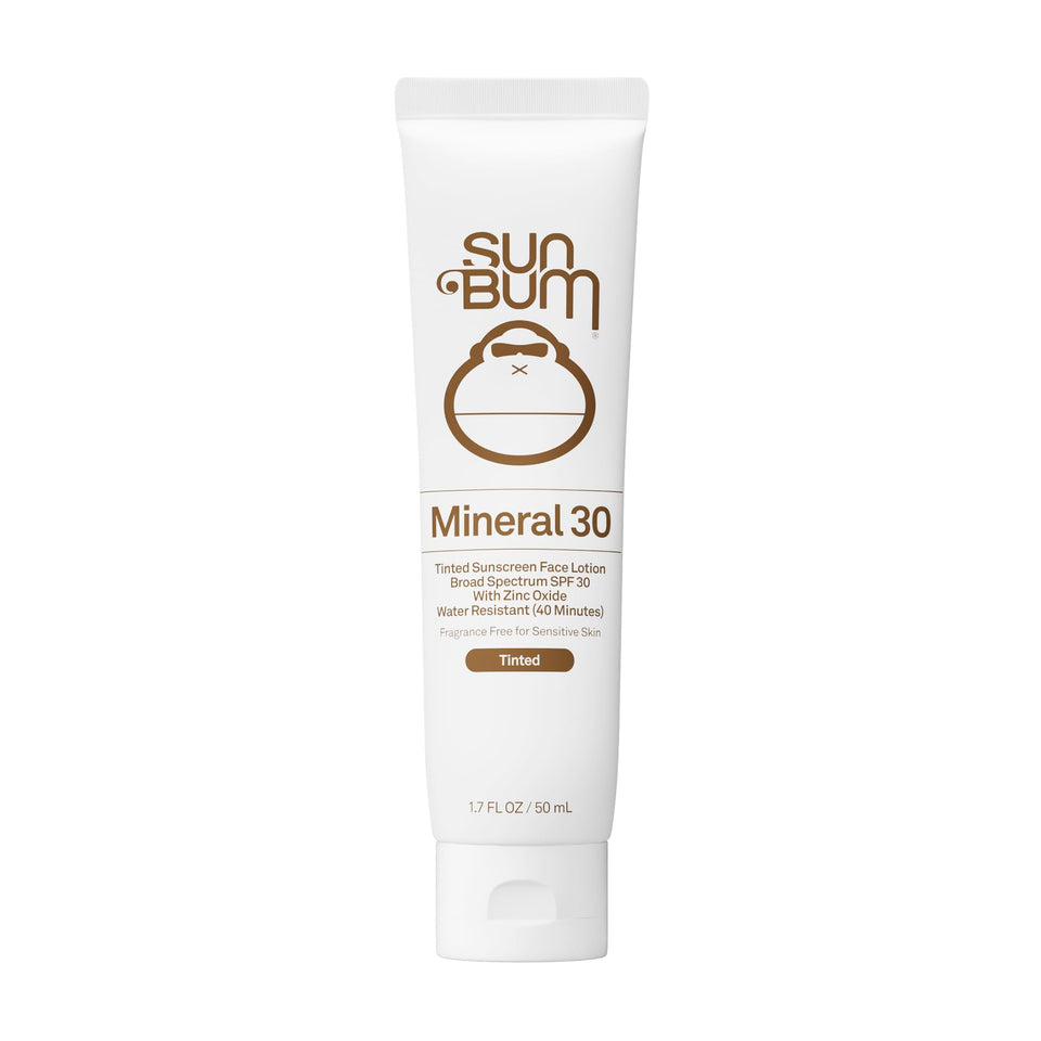 Sun Bum tinted face sunscreen front packaging showing SPF 30 benefits