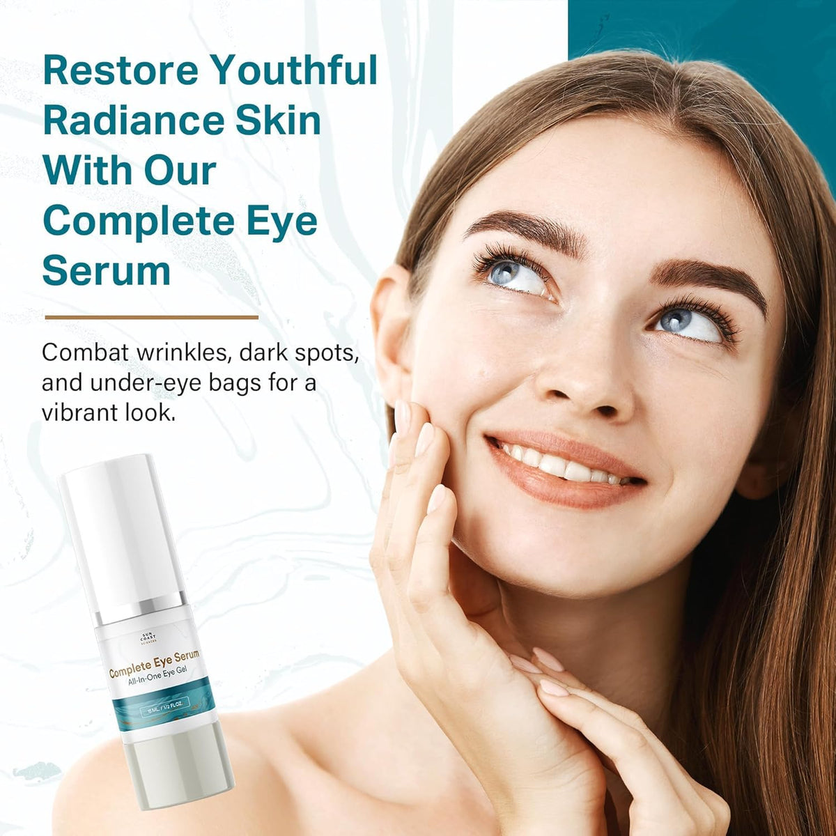 Sun Coast Sciences serum texture on fingertip highlighting lightweight hydration