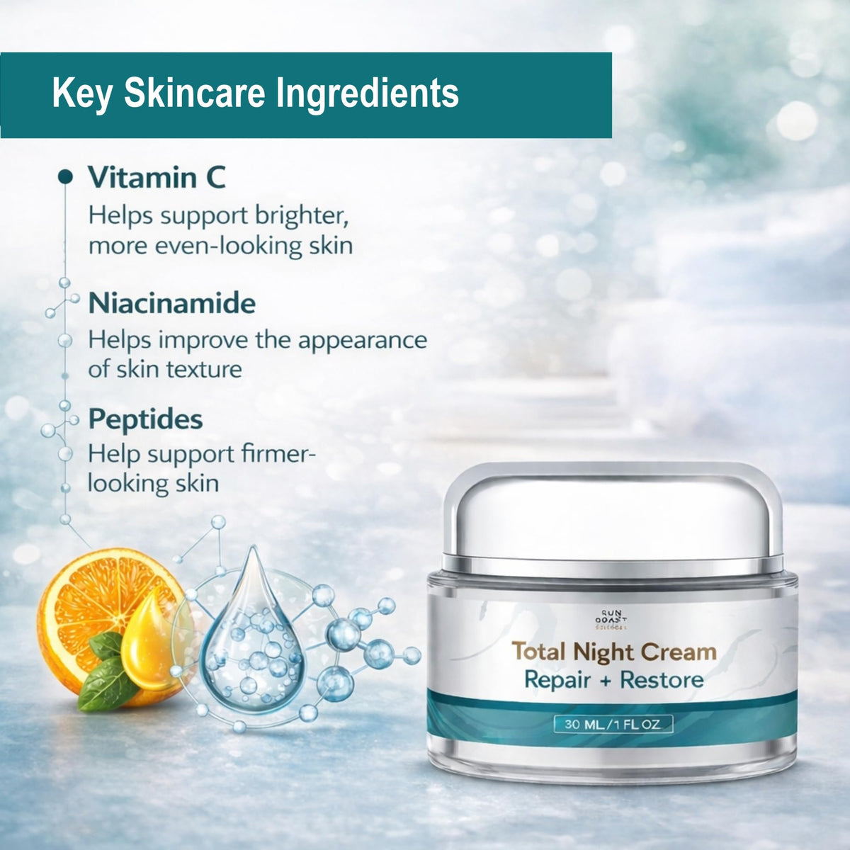 SUN COAST SCIENCES close-up of cream texture highlighting silky, fast-absorbing feel