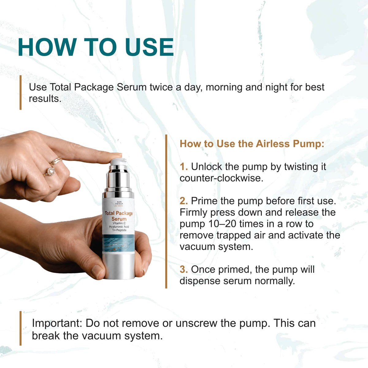 Sun Coast Sciences dropper dispensing serum, precise application for control