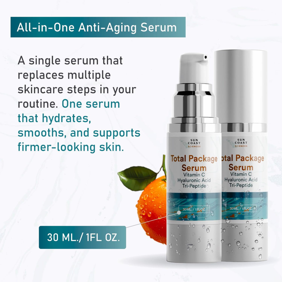 Sun Coast Sciences serum dropper dispensing a drop highlighting precise use