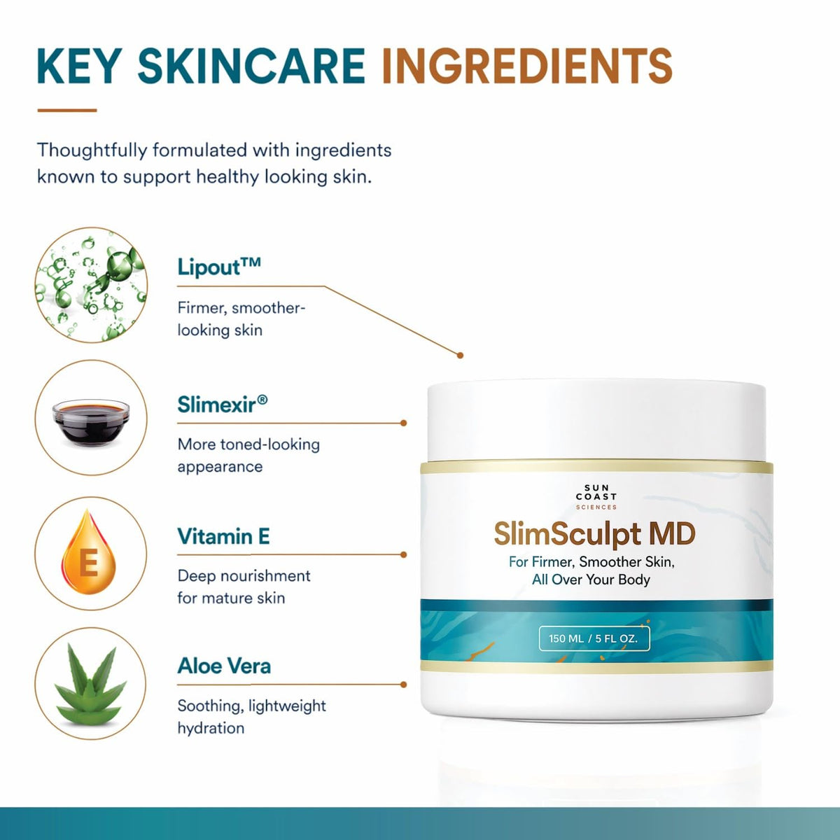 SUN COAST SCIENCES cream texture close-up illustrating lightweight, fast-absorbing consistency
