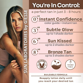 Sun Laboratories by Giesee applied to forearm demonstrating even, streak-free bronze