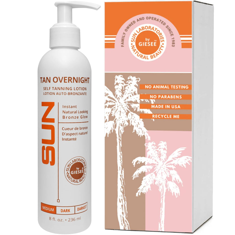 Sun Laboratories by Giesee front packaging shows compact 8 oz bottle and clear branding, revealing product identity and confidence