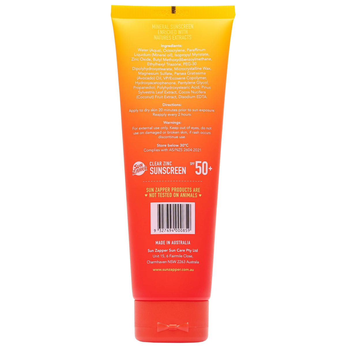 Sun Zapper 100mL tube size comparison displaying portable coverage amount