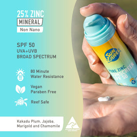 Sun Zapper being applied to face model for visible broad-spectrum coverage benefit