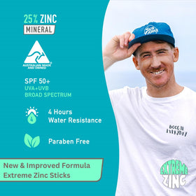 Person at beach applying Sun Zapper stick showing reliable outdoor protection