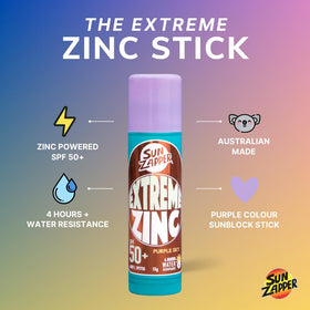 Sun Zapper close-up of stick texture highlighting dense, waxy formula benefit